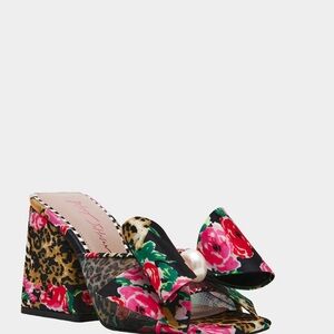 Betsey Johnson Floral and Leopard Print Mules
